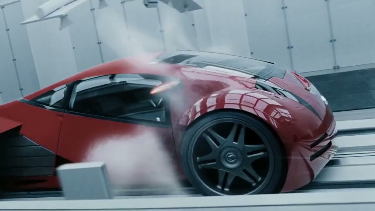 The red Lexus 2054 emerging on the Minority Report assembly line